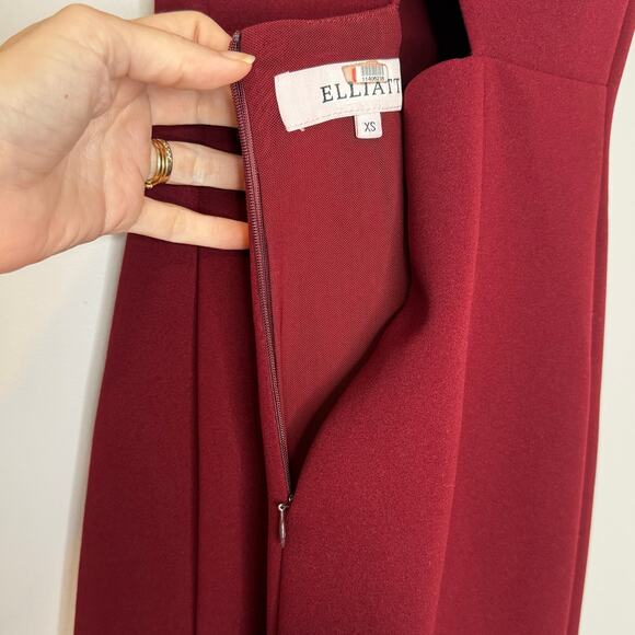 Elliatt Artemis Burgundy Asymmetrical Ruffle Hem Sheath Dress Women Size XS - Picture 7 of 10